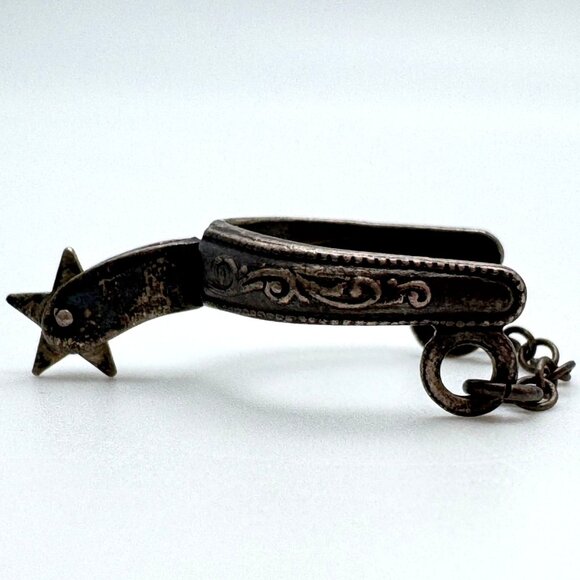 Sterling Silver Western Cowboy Charm Set Boot Spur Hat Chaps Money Bag Vintage - Picture 7 of 13